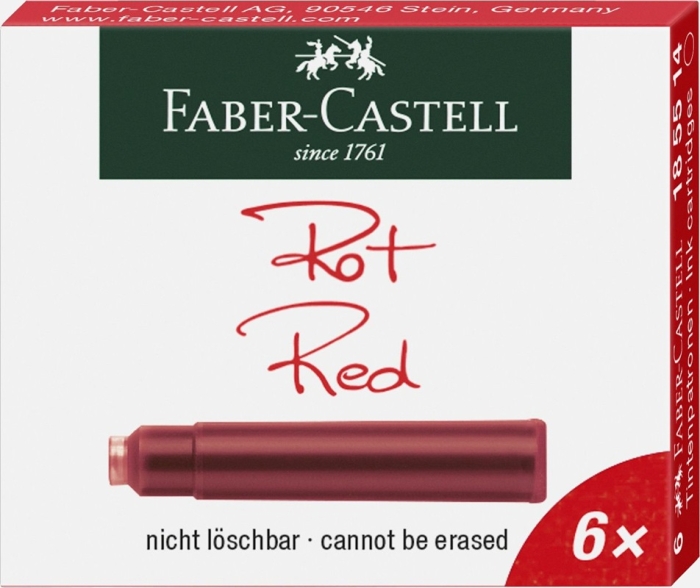 Rezerva cerneala 6/set rosie Faber-Castell