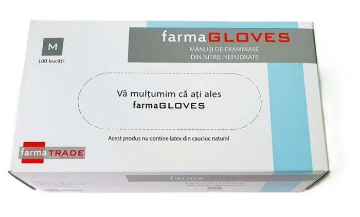 Manusi nepudrate nitril Albastre M Farma GLOVES