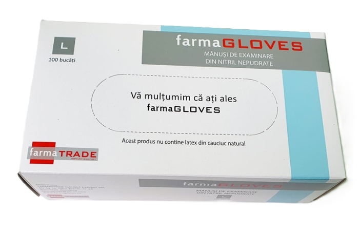 Manusi nepudrate nitril Albastre L Farma GLOVES