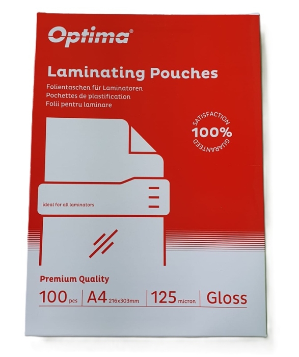 Folie laminare A4 125 microni Optima, 100 coli/top