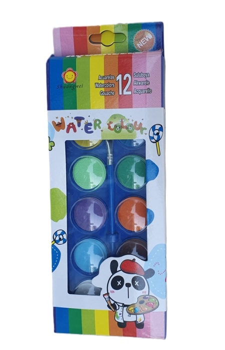 Acuarele 12 culori + pensula 1612